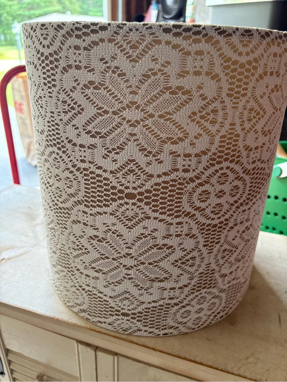 Pier 1 Cream Lace-Pattern Lantern